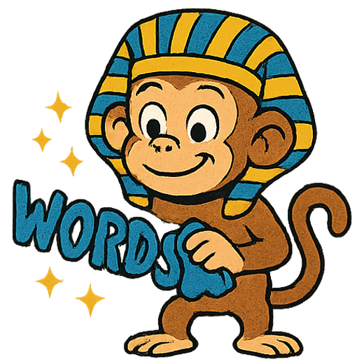 Scribbles the monkey mascot polishing a word