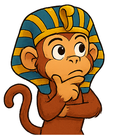 Scribbles the monkey mascot looking thoughtful